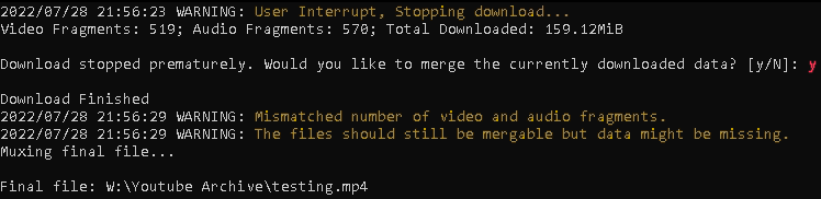 interrupted download
